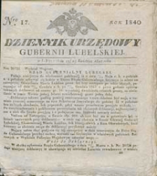 Dziennik Urzędowy Gubernii Lubelskiej 1840 nr 17