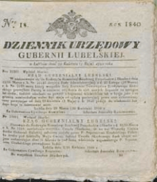 Dziennik Urzędowy Gubernii Lubelskiej 1840 nr 18