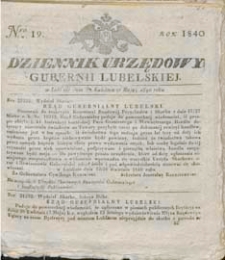 Dziennik Urzędowy Gubernii Lubelskiej 1840 nr 19