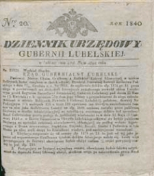 Dziennik Urzędowy Gubernii Lubelskiej 1840 nr 20