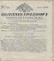 Dziennik Urzędowy Gubernii Lubelskiej 1840 nr 22