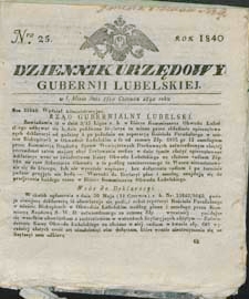Dziennik Urzędowy Gubernii Lubelskiej 1840 nr 25