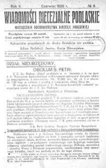 Wiadomości Diecezjalne Podlaskie R. 2 (1920) nr 6