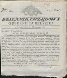 Dziennik Urzędowy Gubernii Lubelskiej 1840 nr 12