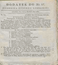 Dziennik Urzędowy Gubernii Lubelskiej 1840 nr 17 (dodatek)