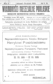 Wiadomości Diecezjalne Podlaskie R. 2 (1920) nr 11-12
