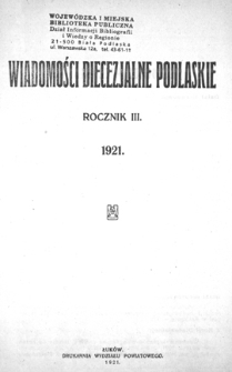 Wiadomości Diecezjalne Podlaskie R. 4 (1921) skorowidz