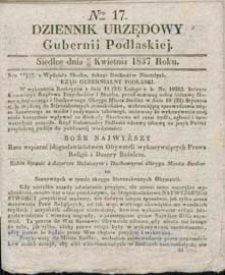 Dziennik Urzędowy Gubernii Podlaskiej 1837 nr 17