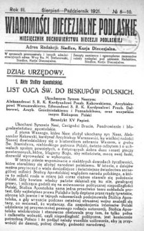 Wiadomości Diecezjalne Podlaskie R. 3 (1921) nr 11-12