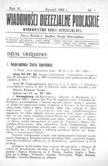 Wiadomości Diecezjalne Podlaskie R. 6 (1924) nr 1