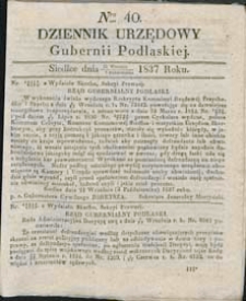 Dziennik Urzędowy Gubernii Podlaskiej 1837 nr 40