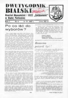 Dwutygodnik Bialski : Komitet Obywatelski i NSZZ "Solidarność" w Białej Podlaskiej R. 1 (1990) nr 4