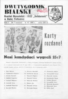 Dwutygodnik Bialski : Komitet Obywatelski i NSZZ "Solidarność" w Białej Podlaskiej R. 1 (1990) nr 7