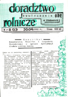 Doradztwo Rolnicze R. 3 (1992) nr 8 (33)