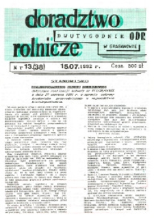 Doradztwo Rolnicze R. 3 (1992) nr 13 (38)