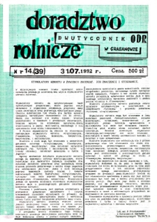 Doradztwo Rolnicze R. 3 (1992) nr 14 (39)