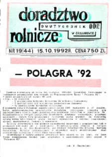 Doradztwo Rolnicze R. 3 (1992) nr 19 (44)