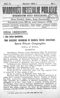 Wiadomości Diecezjalne Podlaskie R. 4 (1922) skorowidz