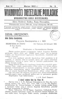 Wiadomości Diecezjalne Podlaskie R. 4 (1922) nr 3