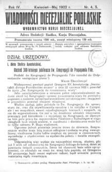 Wiadomości Diecezjalne Podlaskie R. 4 (1922) nr 4-5