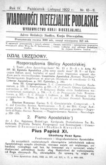 Wiadomości Diecezjalne Podlaskie R. 4 (1922) nr 10-11