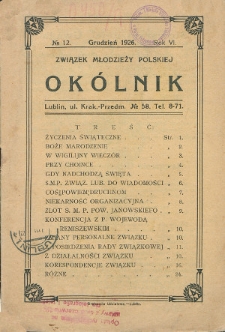 Okólnik. Związek Młodzieży Polskiej R. 6 (1926) nr 12