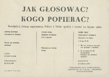 Ulotka wyborcza "Jak głosować? Kogo popierać? " - Porozumienia Grup Promocyjnych Kandydatów na Posłów i Senatorów w woj.bialskopodlaskim