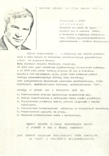 Ulotka wyborcza kandydata na posła Franciszka Stefaniuka