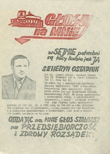 Ulotka wyborcza kandydata na posła Seweryna Ostapiuka