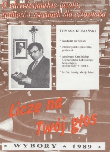 Plakat wyborczy kandydata na senatora Tomasza Klimańskiego