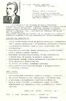 Ulotka wyborcza kandydata na posła Tadeusza Józefczaka