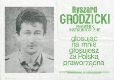 Ulotka wyborcza kandydata na posła Ryszarda Grodzickiego