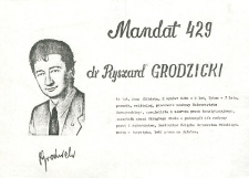 Ulotka wyborcza kandydata na posła Ryszarda Grodzickiego