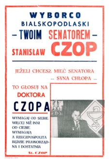 Plakat wyborczy kandydata na senatora Stanisława Czopa