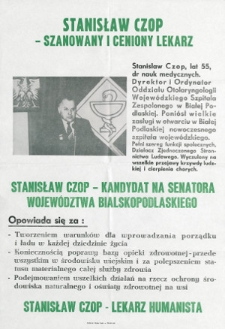 Plakat wyborczy kandydata na senatora Stanisława Czopa