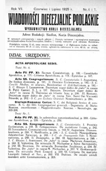 Wiadomości Diecezjalne Podlaskie R. 7 (1925) nr 6-7