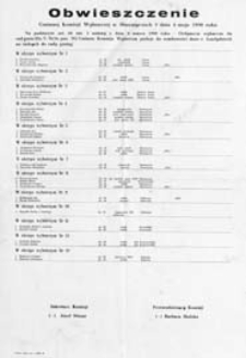 Obwieszczenie Gminnej Komisji Wyborczej w Sławatyczach z dn. 4 maja 1990 o kandydatach na radnych do rady gminy