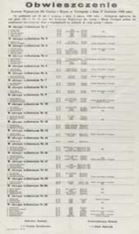 Obwieszczenie Gminnej Komisji Wyborczej w Tucznej z dn. 18 kwietnia 1990 roku o utworzeniu obwodów głosowania w gminie