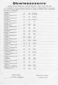 Obwieszczenie Gminnej Komisji Wyborczej w Ulanie Majoracie z dn. 3 maja 1990 o kandydatach na radnych do rady gminy