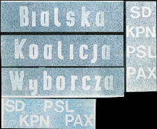 Ulotka wyborcza kandydatów Bialskiej Koalicji Wyborczej ( SD, KPN, PSL, PAX)