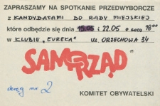 Ulotka wyborcza z informacją o spotkaniu z kandydatami na radnych Komitetu Obywatelskiego "Solidarność" w Białej Podlaskiej : okręg wyborczy nr 2