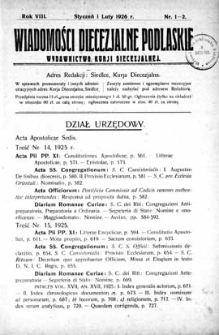 Wiadomości Diecezjalne Podlaskie R. 8 (1926) nr 1