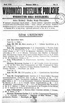 Wiadomości Diecezjalne Podlaskie R. 8 (1926) nr 3