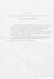 Stanowisko Bialskopodlaskiego Sejmiku Samorządowego z dnia 15 października 1991 r. w sprawie wyborów parlamentarnych