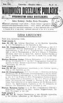 Wiadomości Diecezjalne Podlaskie R. 8 (1926) nr 6-8