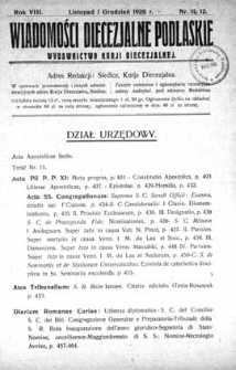 Wiadomości Diecezjalne Podlaskie R. 8 (1926) nr 11-12