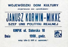 Zaproszenie na spotkanie z Januszem Korwinem-Mikke szefem Unii Polityki Realnej