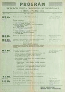 Program obchodów Święta Odzyskania Niepodległości w Białej Podlaskiej