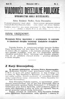 Wiadomości Diecezjalne Podlaskie R. 9 (1927) nr 4