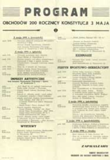 Program obchodów 200 rocznicy konstytucji 3 Maja w Białej Podlaskiej : afisz